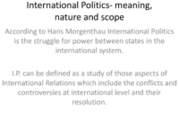 Meaning politics international scope nature