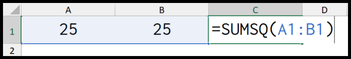 Cara menghitung jumlah kuadrat di excel