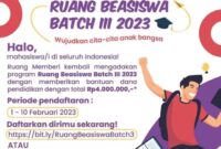 Beasiswa mahasiswa s1 dari program beasiswa juara batch iii