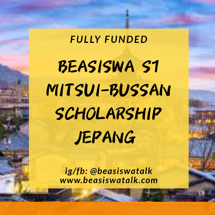 Beasiswa s1 jepang oleh mitsui bussan scholarship