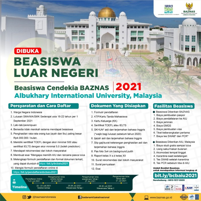 Beasiswa s1 cendekia baznas di albukhary international university malaysia