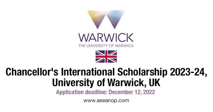 University of warwick chancellors international scholarship s3 1