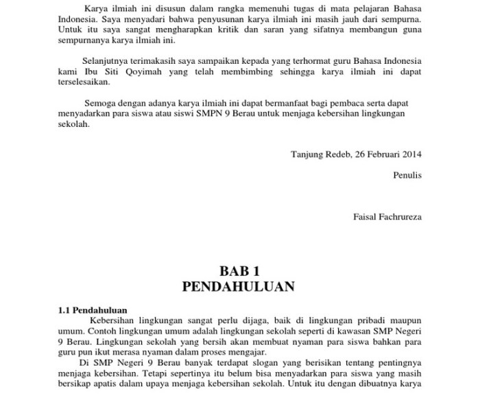 Contoh laporan artikel