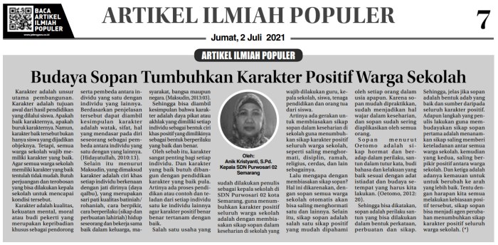 Contoh artikel populer tentang budaya