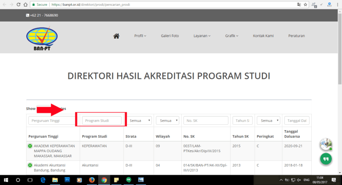 Cara download akreditasi universitas di ban pt