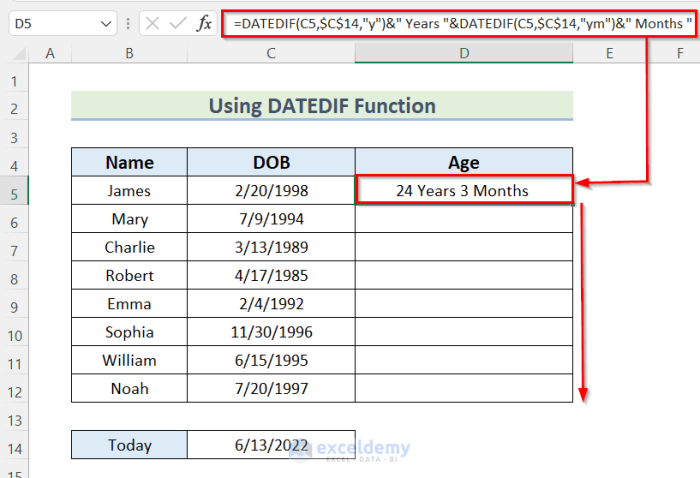 Cara menghitung umur dengan excel berdasarkan tanggal lahir