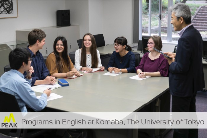 The university of tokyo college of arts and sciences programs in english at komaba peak s1 1