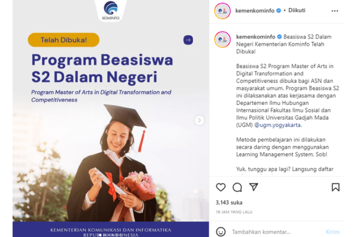 Beasiswa s2 dari kementrian kominfo ri