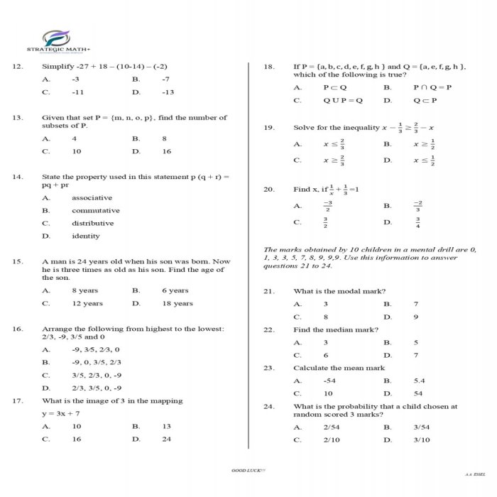 Contoh soal pilihan ganda matematika