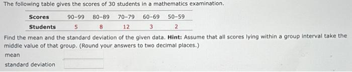 Nilai tes matematika dari 30 siswa sebagai berikut