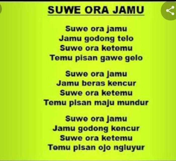 Sejarah lagu suwe ora jamu