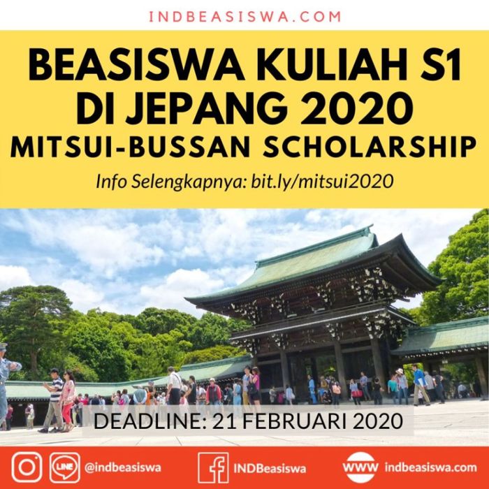 Beasiswa s1 jepang oleh mitsui bussan scholarship