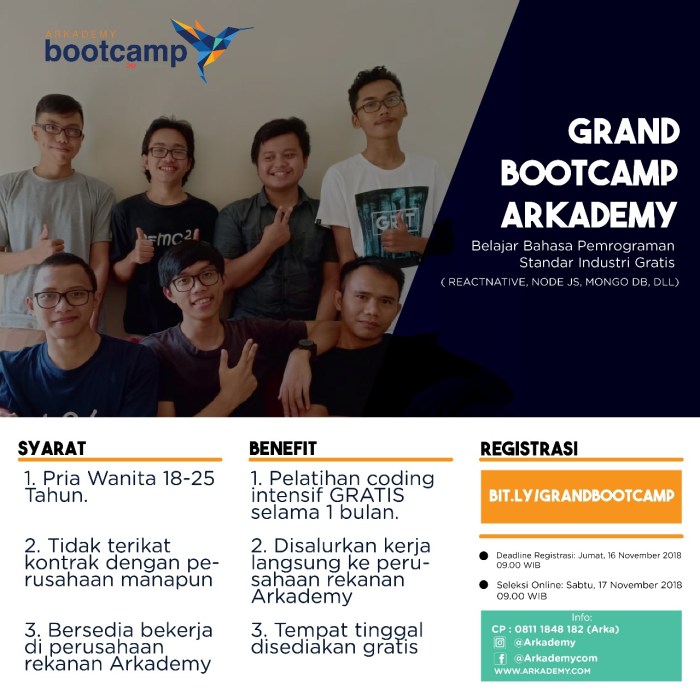 Beasiswa pelatihan coding dari program grand bootcamp arkademy