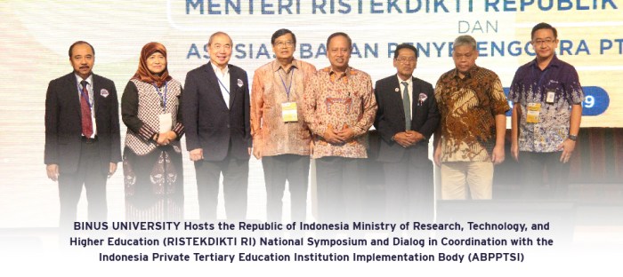 Binus indonesia education ministry higher ri republic symposium dialog research technology university national coordination hosts private institution tertiary implementation body