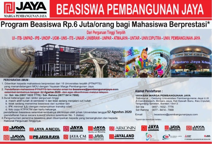 Beasiswa s1 dari yayasan marga pembangunan jaya