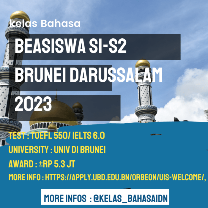 Beasiswa diploma s1 dan s2 dari bdgs di brunei darussalam