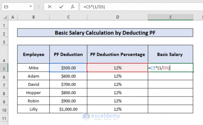 Cara menghitung gaji pokok di excel