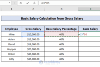 Salary basic calculation excel formula sheet gross