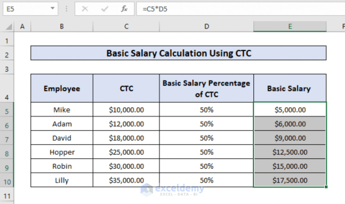 Cara menghitung gaji di excel