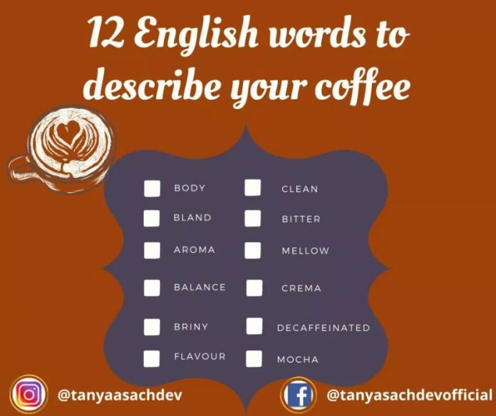 Kata kata kopi bahasa inggris