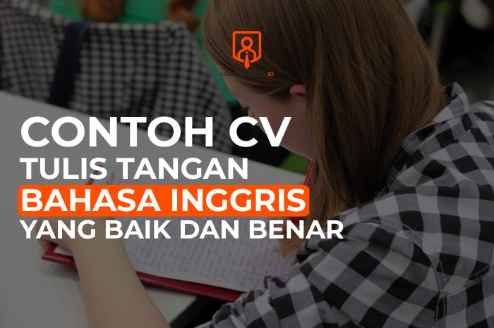 Cv bahasa inggris tulis tangan