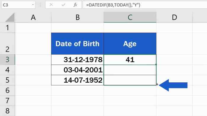 Cara menghitung umur dengan excel berdasarkan tanggal lahir