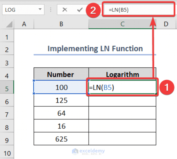 Cara menghitung log di excel