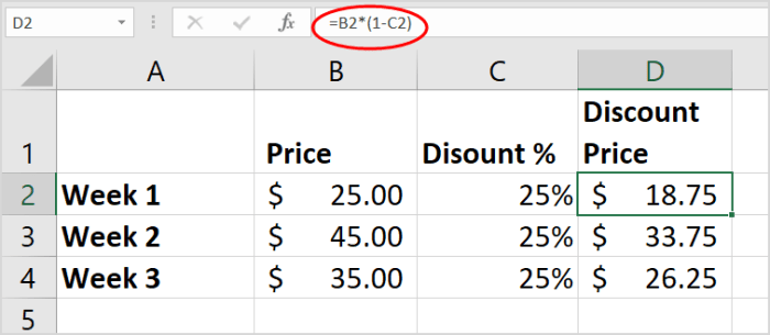 Cara menghitung diskon persen di excel