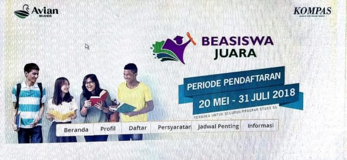 Kompas harian avian dukungan memajukan beasiswa juara pendidikan wib