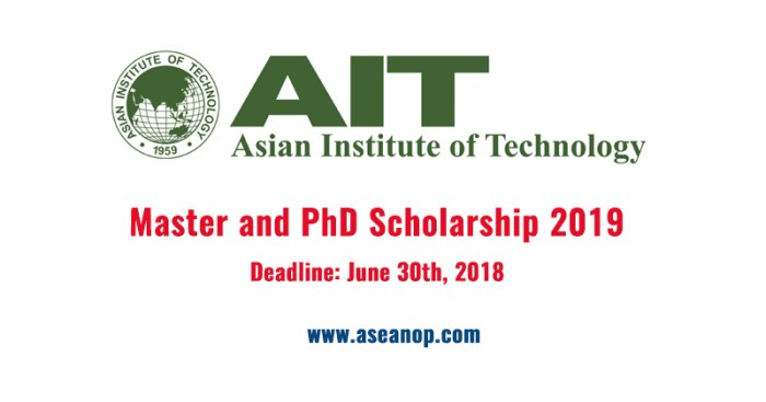 Beasiswa s2 dan s3 di asian institute of technology thailand