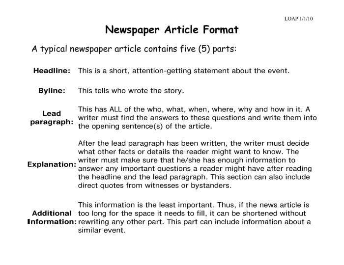 Article examples writing newspaper samples doc pdf