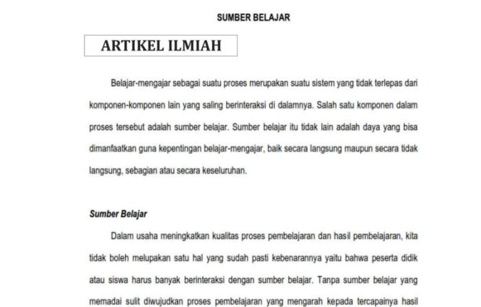 Contoh artikel populer singkat