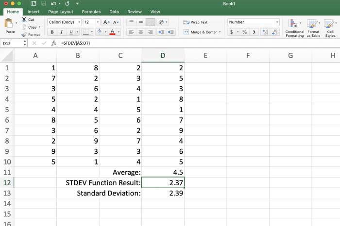 Cara menghitung standar deviasi di excel