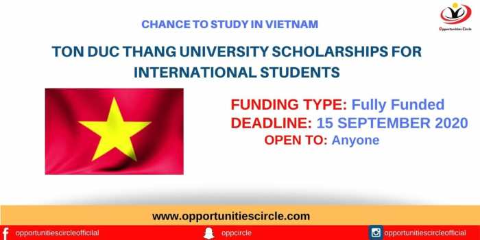 Ton duc thang university undergraduate scholarships s1 2