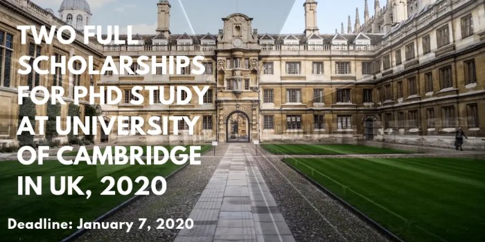 Beasiswa s2 dan s3 di university of cambridge inggris