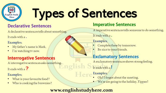 Sentences kinds english notes material study sentence question