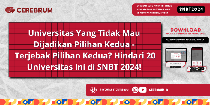 Universitas yang tidak mau dijadikan pilihan kedua