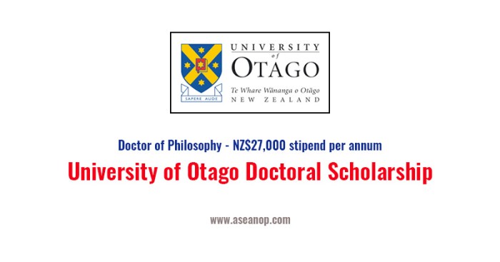 The university of otago doctoral scholarship s3 1