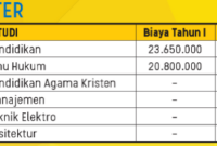 Biaya kuliah universitas karyawan nasional informasi