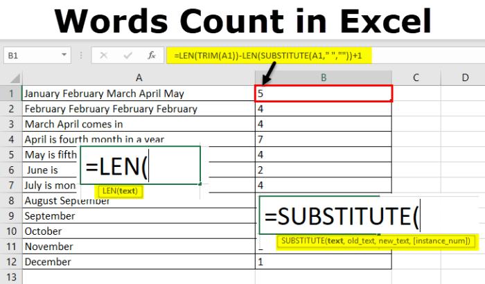 Cara menghitung kata di excel