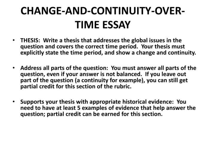 Continuity change history over time