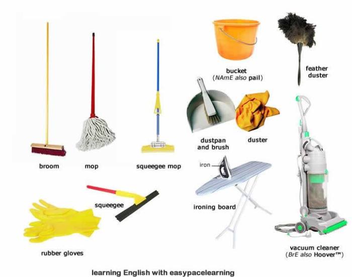 Alat alat housekeeping dalam bahasa inggris