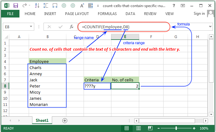 Cara menghitung jumlah huruf tertentu di excel