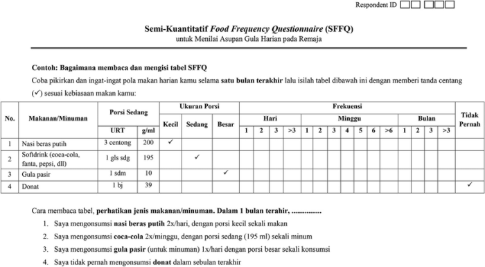 Cara menghitung sq ffq