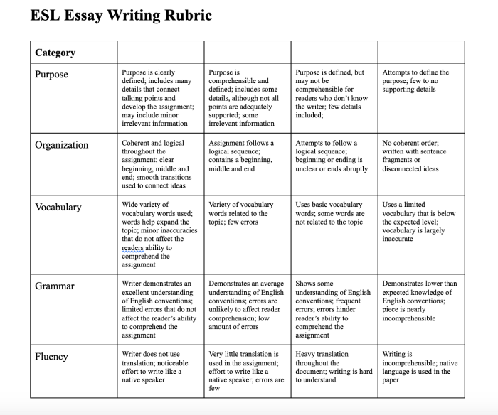 Rubrik penilaian writing bahasa inggris