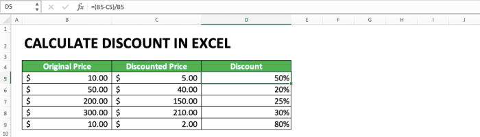 Cara menghitung diskon persen di excel