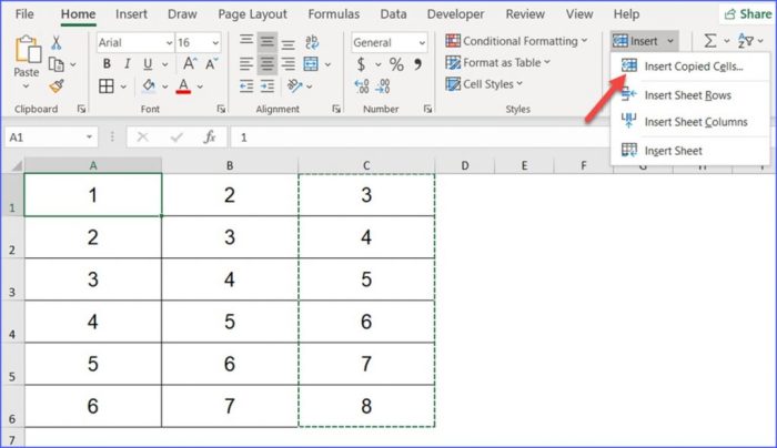 Pengertian shift cell right dalam microsoft excel