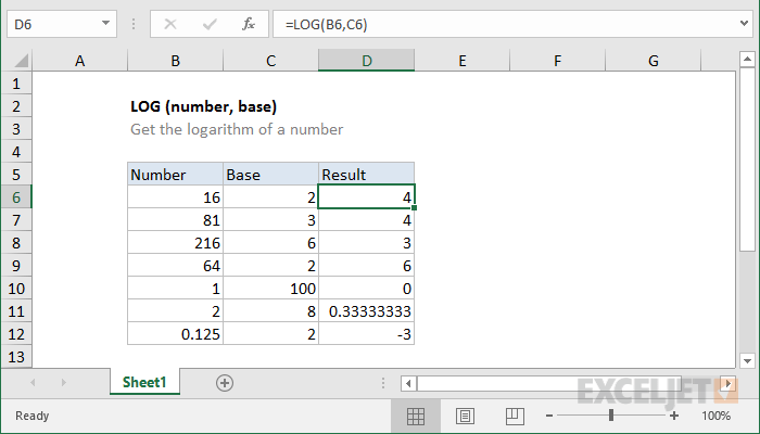 Cara menghitung log di excel