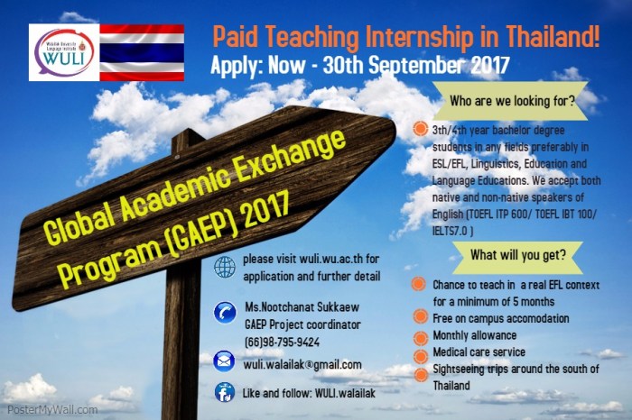 Beasiswa pertukaran mahasiswa s1 program gaep di thailand