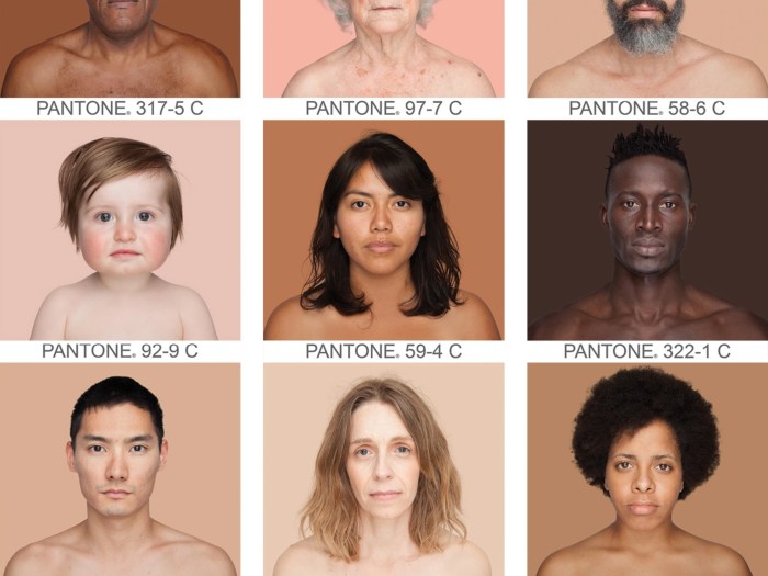 Skin color pantone human colors palette artist range library